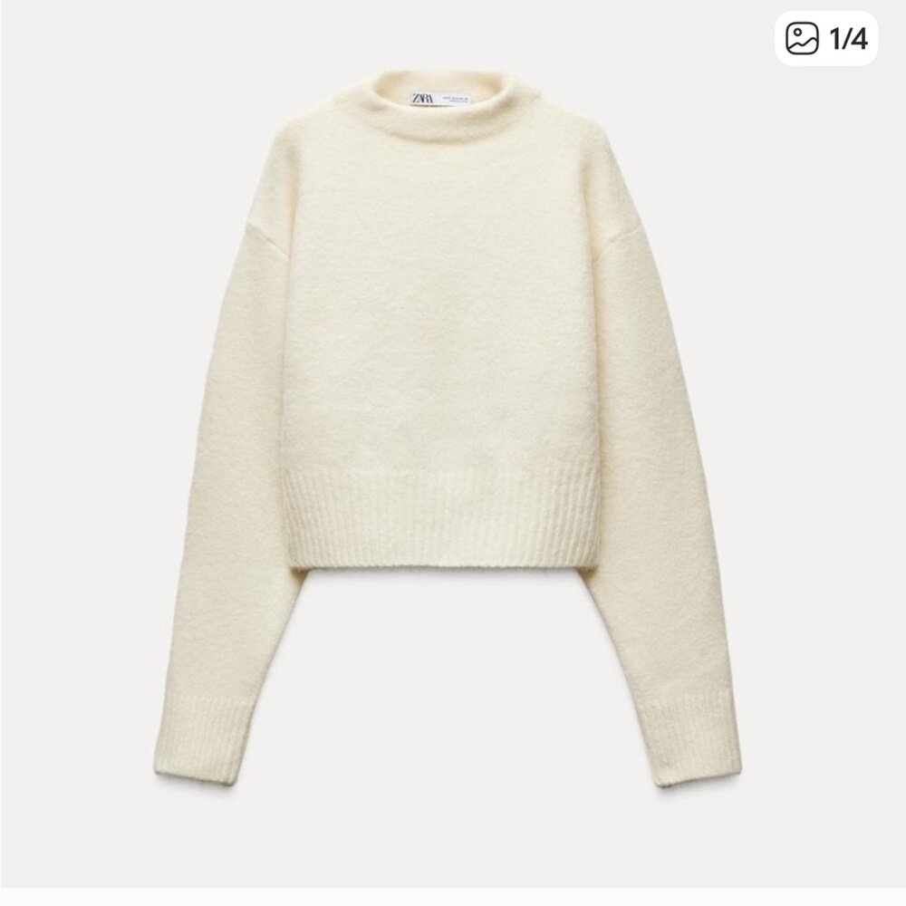 Zara Women's Soft Knit Short Sweater - Cream
